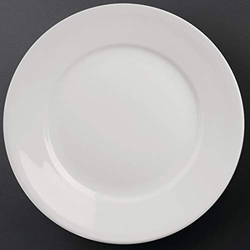 6 X Athena vitrifiée Large cerclé Service Assiettes 11 en porcelaine Blanc