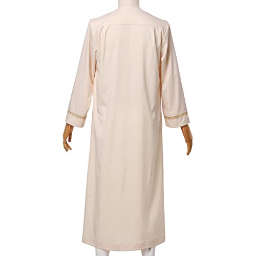 CAMDOM Naher Osten Arabische Herren Roben Muslimische Kaftan Kleidung V-Ausschnitt Thobe Arabisch Muslim Freizeitkleidung