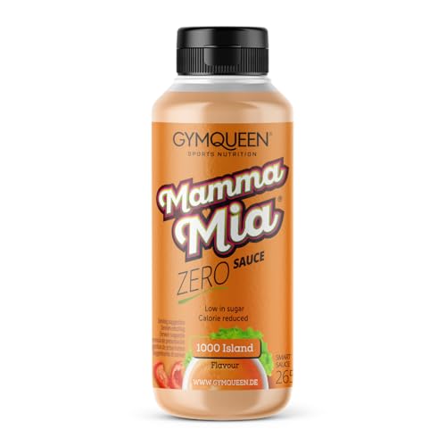 GymQueen Mamma Mia Zero Sauce, 1000 Island, kalorienarm, ohne Fett & ohne Zucker, zum Verfeinern von Gerichten oder als Salat-Dressing, vegetarisch und laktosefrei