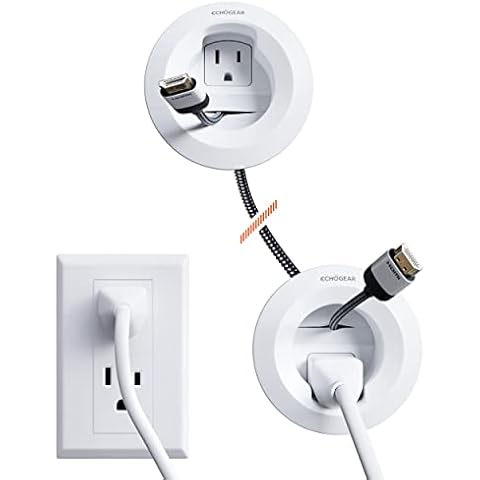 ECHOGEAR in-Wall Cable Management Kit - Includes Power & Low Voltage Cable Management - Hide TV Wires When Mounting A TV - Includes Hole Saw Drill Attachment for Easy Install Cover
