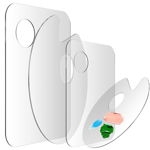 DSLSQD 4 Stück Klare Acryl Malpalette Kunstpalette Mischpalette Antihaft Öl Farbmischpalette Acrylfarben Palette Malen Daumenloch für DIY Kunsthandwerk Malerei Ölgemälde Art Palette