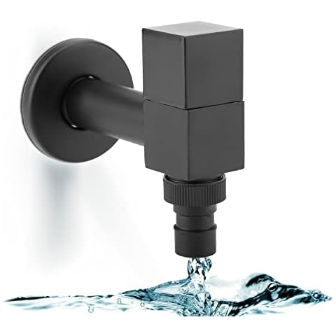 Grifo de Agua Fría de Cobre Negro con Mango Cuadrado Cover