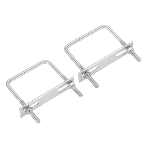 Image of PATIKIL M6x65x80mm Square U-Bolts Kit, 2Set 304 Stainless Steel Square U Shaped Bolts Replacement Parts with Frame Plates and Nuts for Ski Board Sailboat Trailer