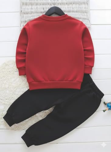 Image of Kids Cotton Blend Printed Sweatshirt & Jogger Set for Boys & Girls | Winter Co-Ord Outfit | Unisex Casual Wear