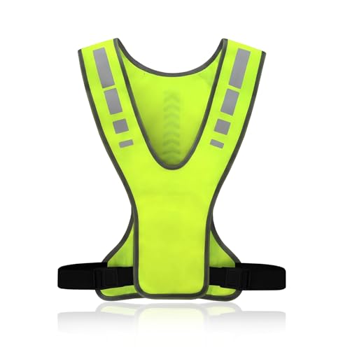 ONGNIUU Chaleco Reflectante de Alta Visibilidad, Chaleco de Seguridad con 360° de Visibilidad para Correr, Caminar, Ciclismo - Ligero y Transpirable, Ajustable para Hombre y Mujer