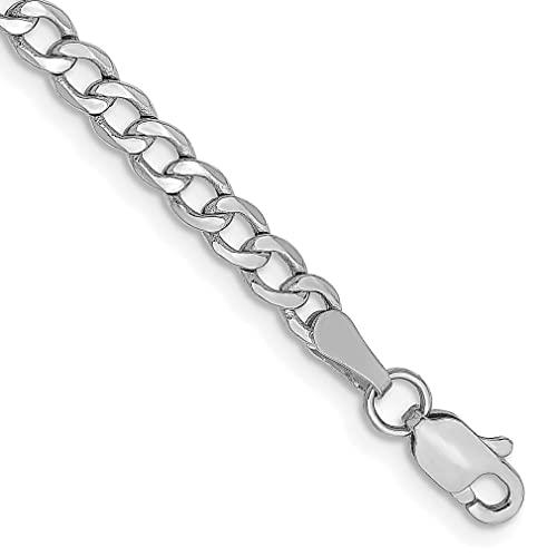 14K White Gold 9 Inch 3.35Mm Curb Anklet Chain Bracelet Fine Jewelry For Women Gifts For Her #TOP5