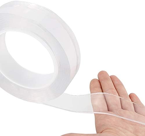 Reusable Nano Adhesive Tape, Multipurpose Double Sided No-Trace Removable Glue Tape Washable Strong Gel Anti-Slip Fixed Adhesive, Transparent, 9.84ft