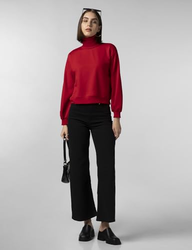 Image of FYLTR Women's Drop Shoulder Boxy Fit Sweatshirt with Turtle Neck & Balloon Sleeve | Sweatshirts for Women | Winter Sweatshirts for Woman | Casual T-Shrit