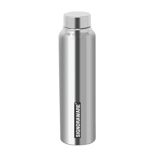 Image of SignoraWare Aqua Single Walled ISI Certified Stainless Steel Bottle With Matte Finish | Airtight & Leakproof | Compact Design | Ideal for School, Home, Office, Yoga, Gym Or Outdoors ( 750ml | Steel )