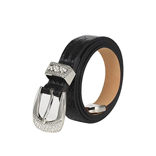 Women Diamond-inlaid Design Belt Casual 112CM Alloy Pin Buckle Elegant Chic Streetwear Party Belts