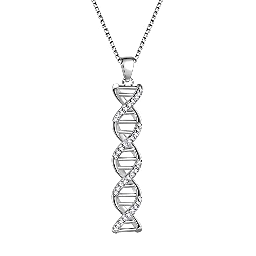 Aurora Tears Infinito Spirale DNA Doppia Elica Chimica Scienza Collane Orecchini Anelli Set 925 Sterling Silver Biologia Molecola Ciondolo Gioielli Set, Cristallo, Zirconia cubica