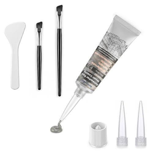Dishwasher Rack Repair Coating 1.7oz Gray Vinyl Rack Rust Touch Up Paint Kit Waterproof Insulation Sealant High Low Temperature Resistant with Brushes Precision Tips and Scraper