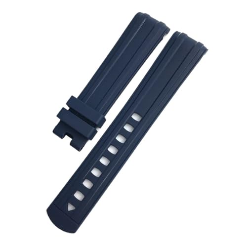 Bracelet étanche bleu en silicone 19-21 mm pour montre de plongée