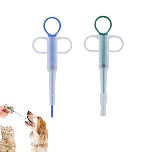 SSHUIKKAI 2 Stücke Tabletteneingeber Katze, Tablettengeber Für Katzen, Katze Entwurmen, Hundeapotheke Mit Medikamenten, Tablette Feeder, Für Katzen Und Kleine Hunde, Schützt Zähne(Grün + Blau)