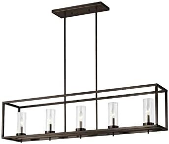 Sea Gull Lighting Generation 6690305-778 Transitional Five Light Island Pendant from Seagull-Zire Collection Dark Finish, 48.00 inches, Brushed Oil Rubbed Bronze