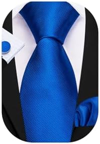 Barry.Wang Formal Men Ties,Silk Necktie Set with Handkerchief Cufflink Wedding Business