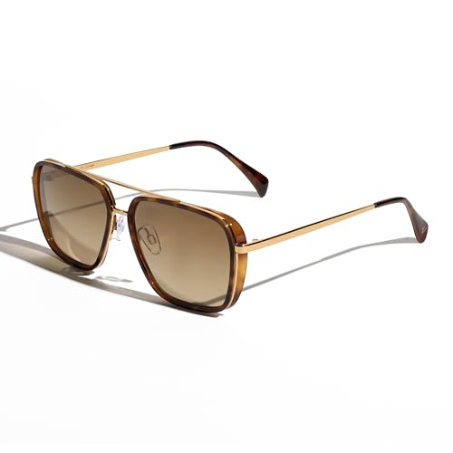 Image of Vintage Rectangular Sunglasses for Men & Women | Gradient Lenses | 400% UV Protection | Full Rim| Size - Medium (Guilty)