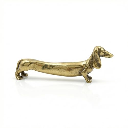 Estatua figura perro Dachshund de latón vintage