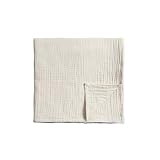 Meracorallo Muslin Swaddle Blanket, 100% Cotton Receiving Blanket Soft and Breathable Swaddle Wrap for Baby Boys and Girls, Cream