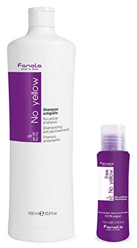 Fanola No Yellow Shampoo, 1000 ml With Free Vegan Travel Size