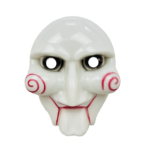 Lizzy Adult Scary Clown Puppet Face Mask Horror Jigsaw Masks Fancy Dress Costume Accessories for Halloween Massacre Cosplay Costume Creepy Scary