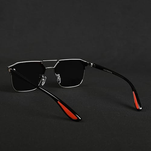 Image of GYNK Square Frame Sunglasses for Men | Premium Metal Frame Sunglasses | Fashion Eyewear for Driving, Travel, Riding, Outdoor Activities, Beach & Daily Wear