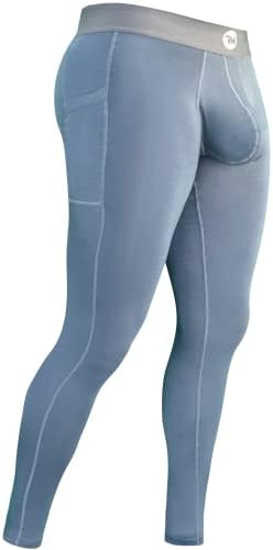 Real Men Pouch Thermal Compression Pants Men, Thermal Pants Men, Mens Leggings, Mens Compression Pants, Mens Yoga Pants, Mens Tights, Base Layer Men Cold Weather, Grey Large