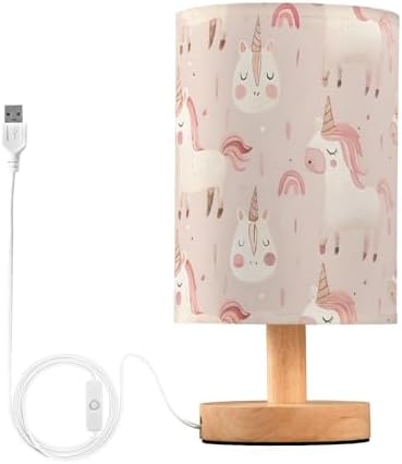 Bedside Table Lamp Unicorn Pink Horse Rainbow Table Lamp for Bedr...
