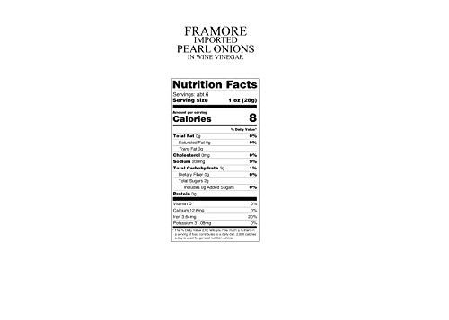 FRAMORE, Pearl Onions in wine vinegar in Jar ten ounce pack of four Imported from Italy - Thumbnail 3