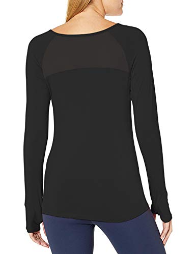 Bestisun Long Sleeve Yoga Athletic Tops Mesh Long Sleeve Running Shirts Activewear Open Back Workout Tops Yoga Shirts for Women Long Sleeve with Thumb Holes Black M
