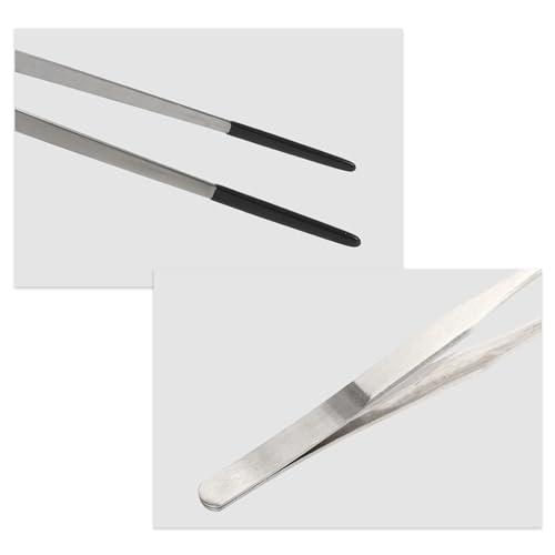 Image of 14.96 inch L Aquarium Straight Feeding Tweezer for Feeding with Black Rubber Tip