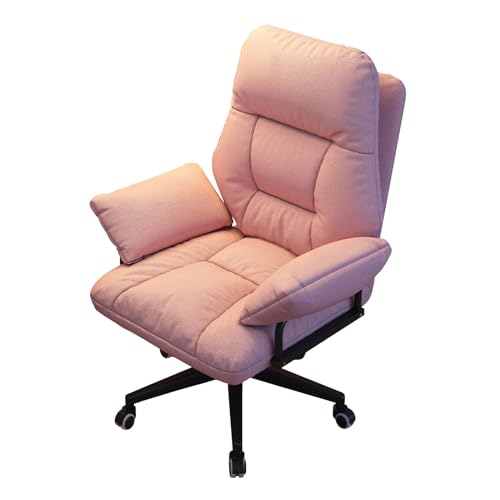 Ergonomiczne krzesło biurkowe z miękkim wyściełanym siedziskiem z regulacją wysokości, wygodne krzesło biurowe do komputera, domu, nauki i relaksu (różowe)