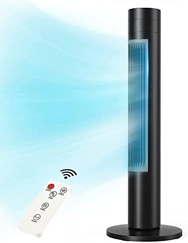 Selanto 36'' Tower Fan with Remote, Portable 80° Oscillating Fan Tower, Large LED Display, Touch Control, 12H Timer, 3 Speeds, 3 Modes, Quiet Bladeless Cooling Fan for Bedroom, Standing Floor Fans for Home Office (36', Black)