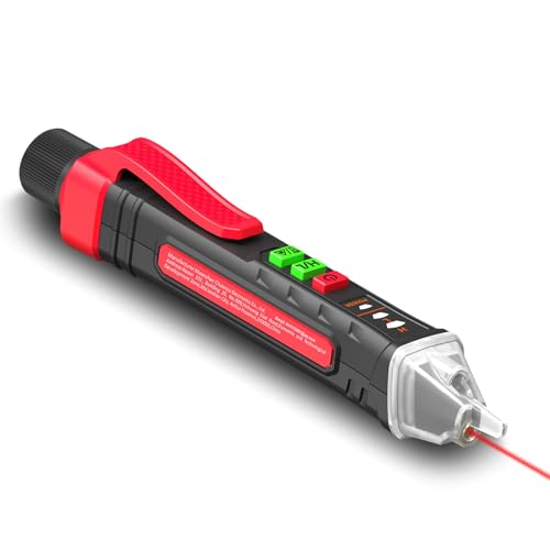 Image of NJTY Non-Contact Voltage Tester with Laser Guide, 12V-1000V Dual Range Electrical Tester Pen, Professional AC Circuit Detector with LED Flashlight, Sound and Light Alarm (Batteries Included)