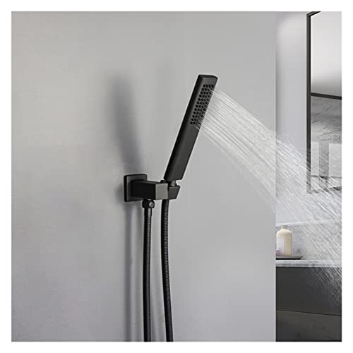 Tuyau de 150 cm gris et pomme de douche carrée avec support mural réglable et orientable