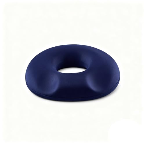 CHANGJIQ 円座クッション 座布団 クッション ドーナツクッション  低反発メモリーフォーム  柔らかく快適 　  通気性良好 滑り止め付き 洗えるカバー オフィス用 (ネイビー)