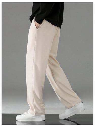 SHENHE Men's Drawstring Waist Pants Pleated Straight Leg Loose Casual Pants with Pockets4