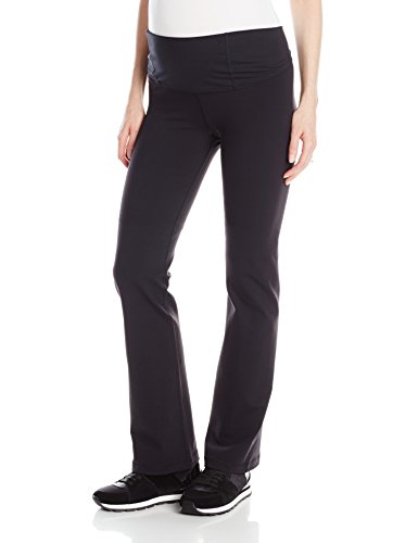 Ingrid & Isabel, Active Long Pant Ft. Crossover Panel, Women's Everyday Maternity Wear, Stretchy, Comfortable, Flattering, Supports, Prevents Slipping, Jet Black, Small
