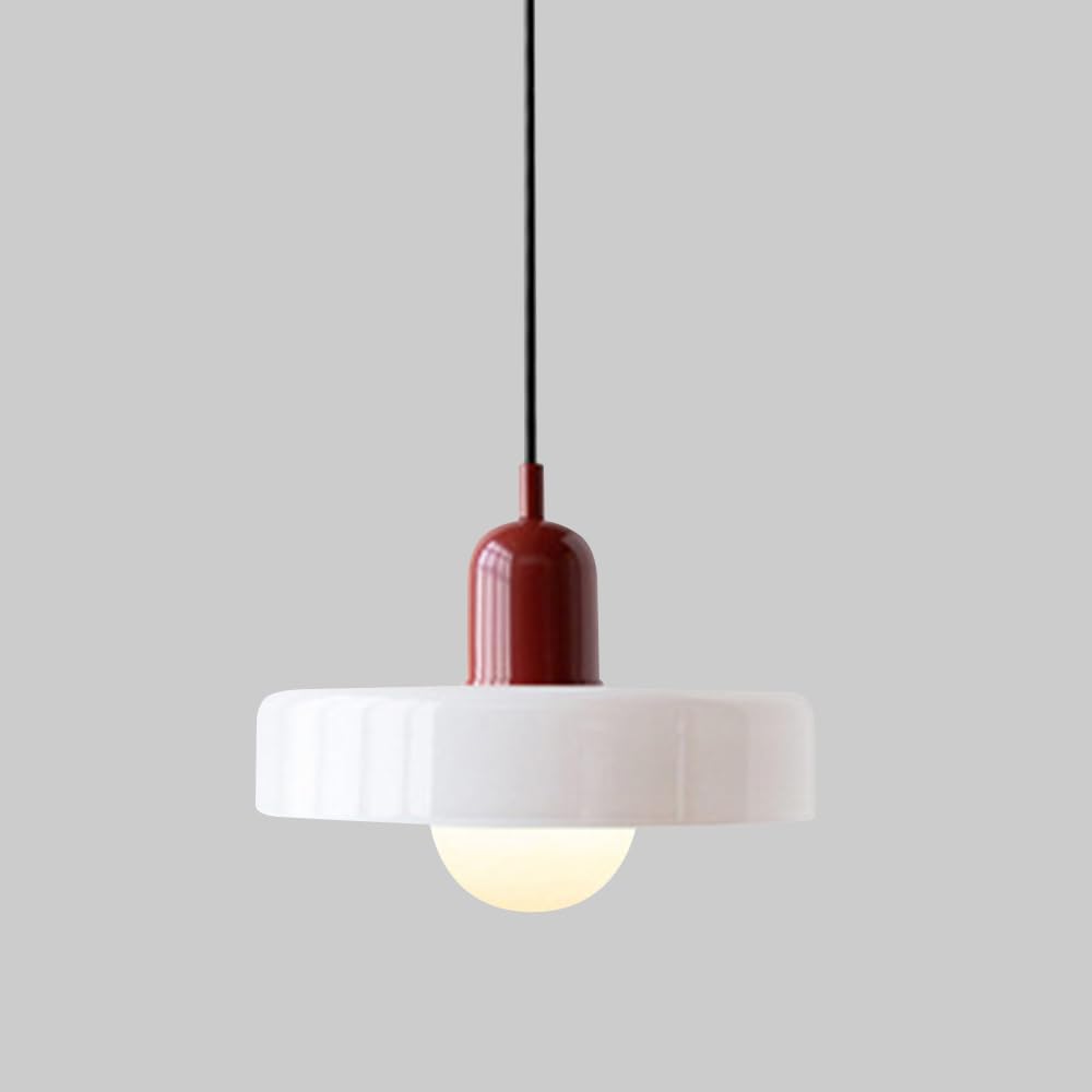 Klobvtt Glass Pendant Light Shade Round Hanging Lamp Nordic Macaron Ceiling Lighting Single Head Dining Table Lamp Fixture E27 Pendant Ceiling Lights for Kitchen Island Cafe Bar Dia-25cm