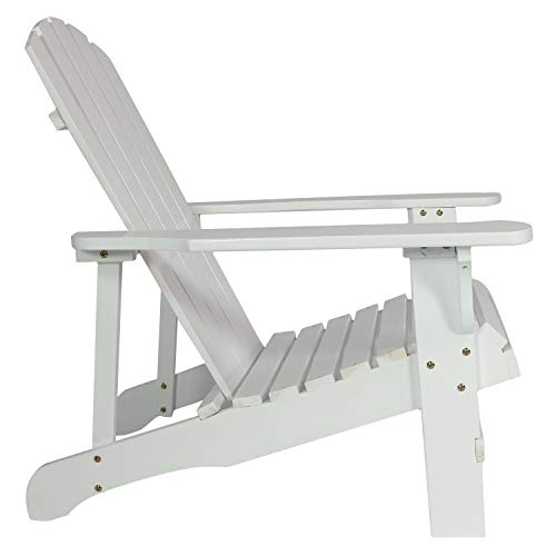 Sunnydaze Coastal Bliss Outdoor Painted Adirondack Chair - Natural Fir Wood Construction - Patio, Deck, Fire Pit, Garden, Porch And Lawn Seating - White #TOP6