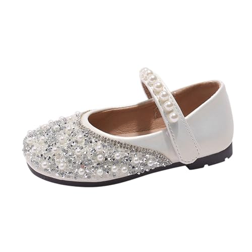 YIzdegg Zapatos de princesa para niñas, bailarinas con hebilla ajustable, zapatos brillantes elegantes Mary Jane con lentejuelas, zapatos de vestir para boda, zapatos de fiesta festivos, beige, 35 EU