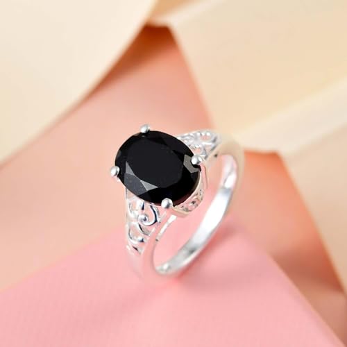 Shop LC Black Tourmaline Ring 925 Sterling Silver Split Shank Vintage Statement Engagement Women Jewelry Birthday Gifts for Women Birthday Gifts4