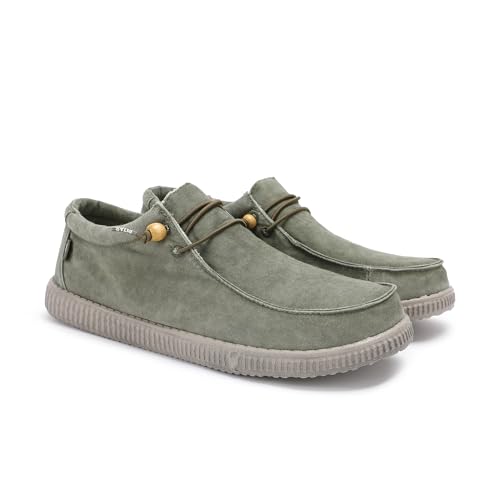 WALK IN PITAS | WP150 WALLABI Washed | Mocasines de Hombre | Náuticos Casual | Zapatillas de Tela | Zapatos sin Cordones | Deportivas Casuales | Calzado de Walkinpitas | Kaki 43