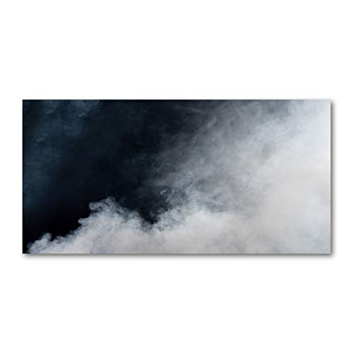 Crédence de cuisine 140x70cm en verre trempé noir avec motif fumée blanche pour fond de hotte