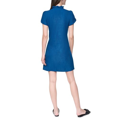 Image of DKNY Women's Front Tie Ruffle Neckline Trapeze Dress