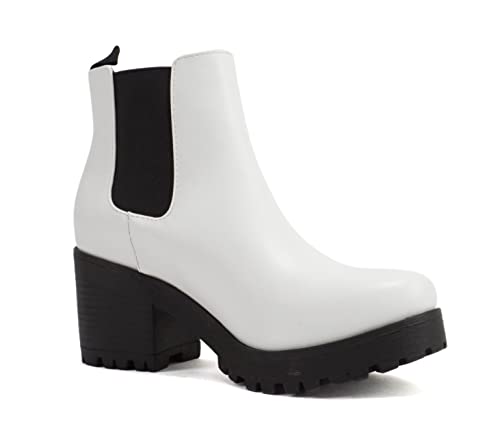 Image of Soda Top Shoes Jaber Ankle Boot W Lug Sole Elastic Gore and Chunky Heel