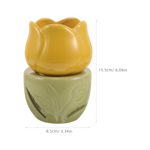 Juego esencial de tulipán KICHOUSE con portavelas de cerámica y calentador decorativo 5