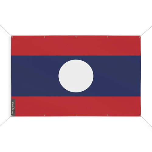 Drapeau Laos 10 oeillets anti-déchirure taille S 80 x 120 cm