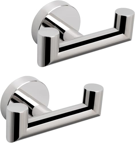 YUET 2 Piezas Ganchos para Pared, Acero Inoxidable, Colgador Toallas, Colgador para Baño Cocina Albornoz Trapos, Toalleros de Gancho de Baño con Tornillo, Montaje en Pared (Plata Pulida)