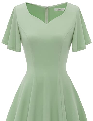 Image of HomRain Wedding Guest Dresses for Women Vintage Short Sleeves Casual Fit and Flare Cocktail Formal Dress for Tea Party